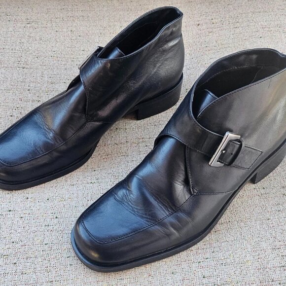 Etienne Aigner Women Boot Shoes Black All Leather Upper STEED High Top Size 7.5M - Picture 2 of 12